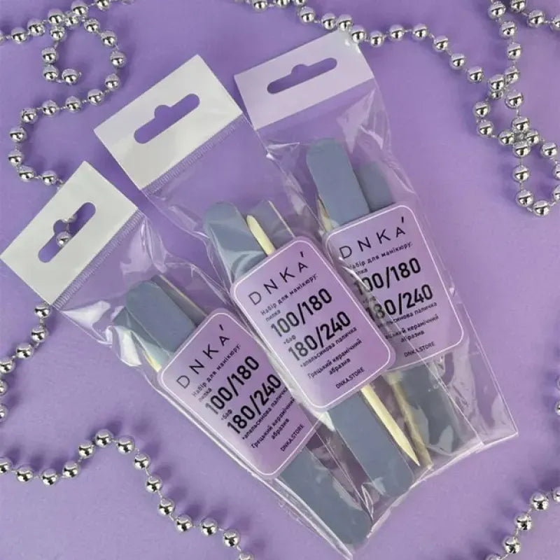 SET DE MANICURA INDIVIDUAL DNKa (Lima + palito + buffer)