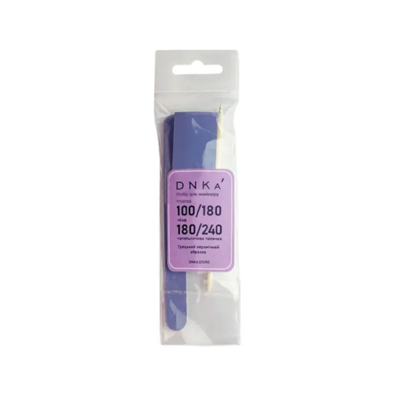 SET DE MANICURA INDIVIDUAL DNKa (Lima + palito + buffer)